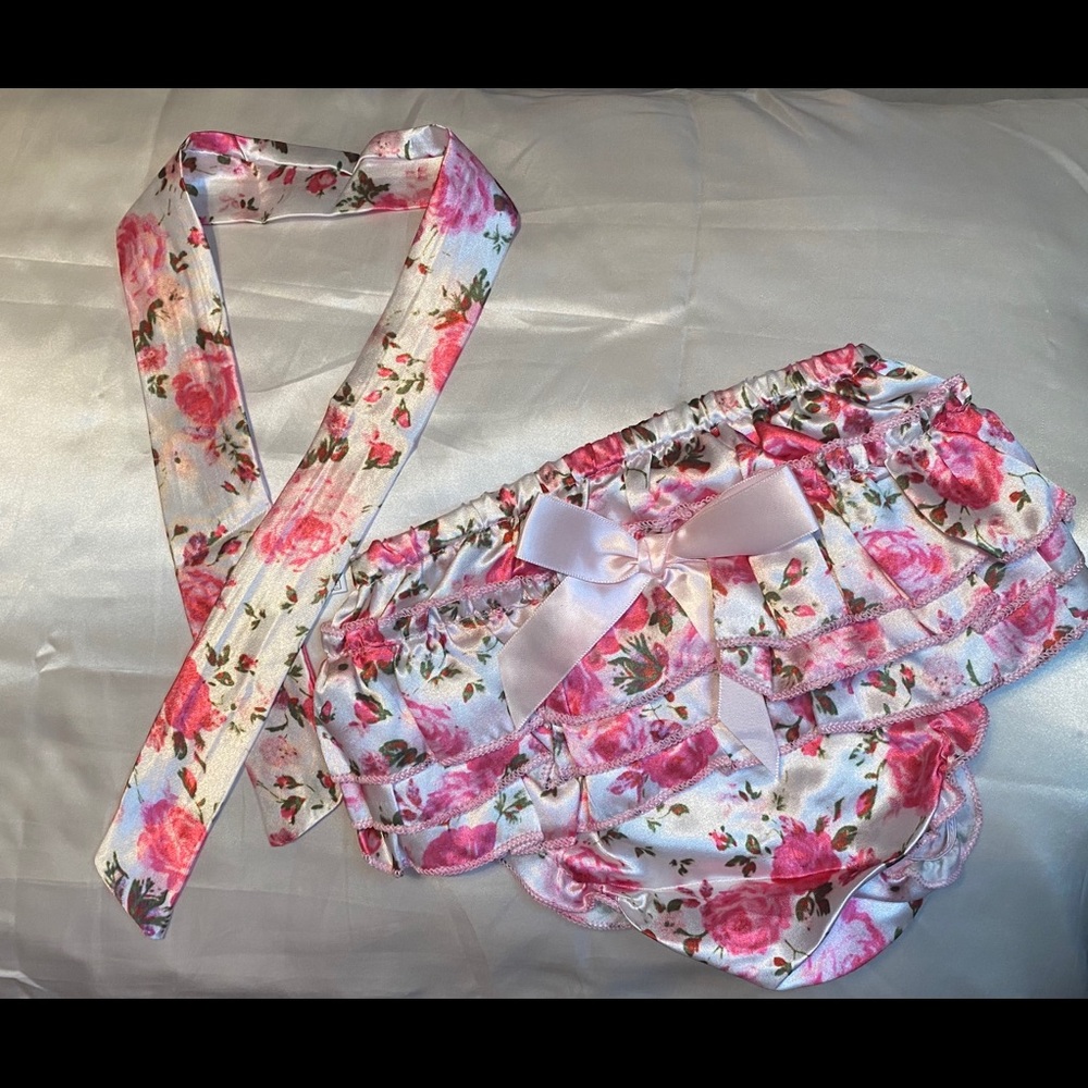 Baby shorts and headband/scarf — fits 6-9 months
